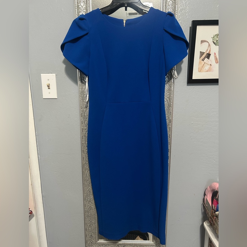 Calvin Klein Cobalt Blue Midi Sheath Dress